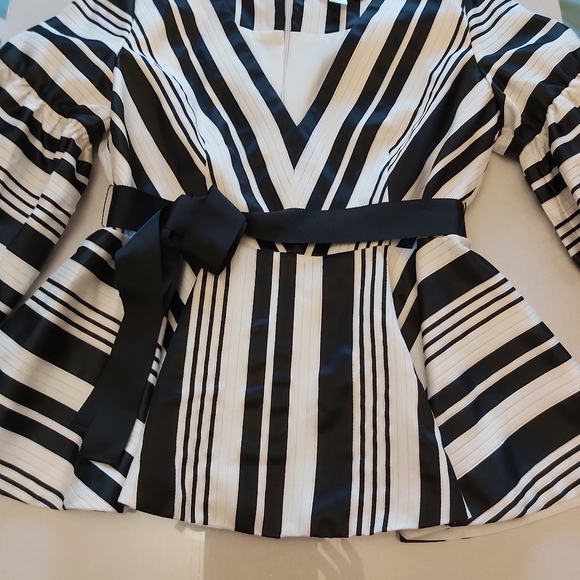 B&W Striped V-Neck Top - Boston Proper - Picture 6 of 12